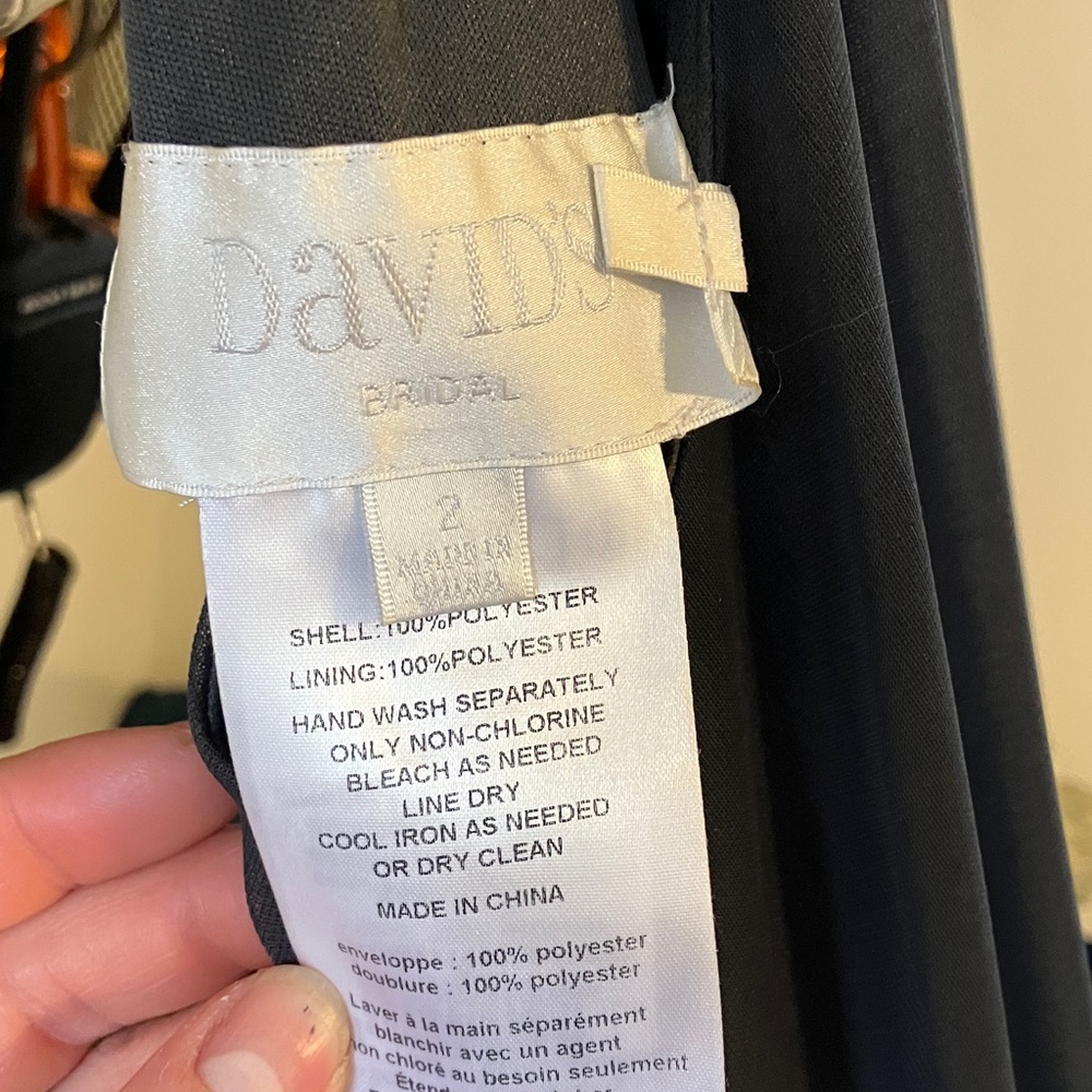 David’s bridal Grey bridesmaid dress, size 2, color Graphite